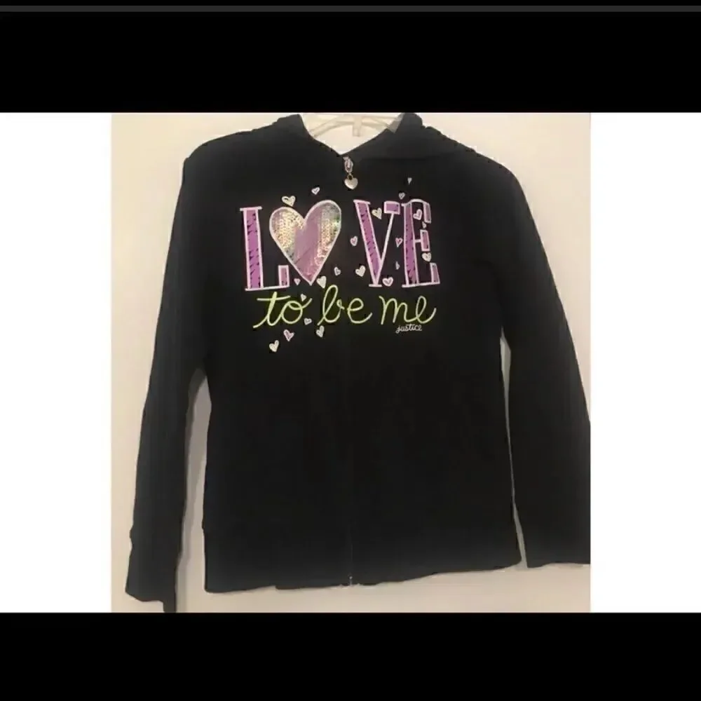 Justice Zip Up Hoodie Sweatshirt